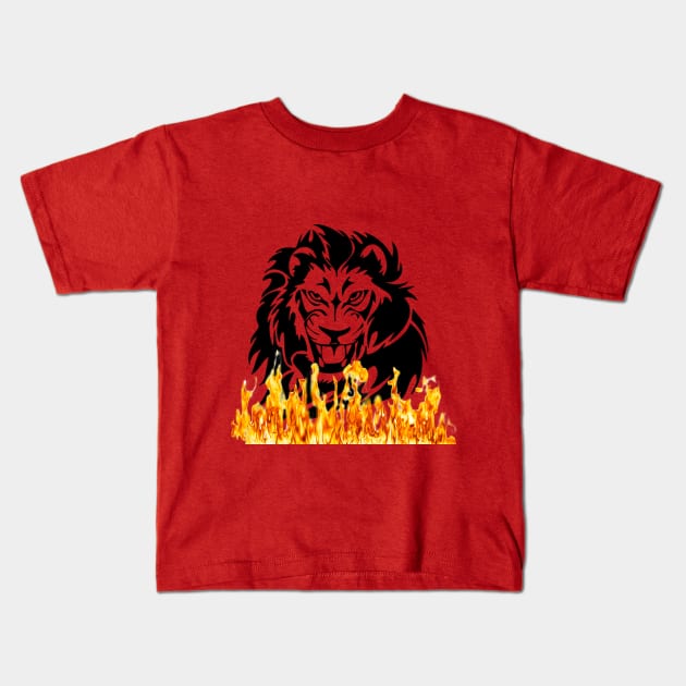 Lion fire design. Kids T-Shirt by MIXOshop